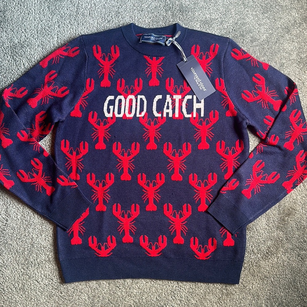 Vineyard Vines Boys’ Good Catch Lobster Crew Sweater